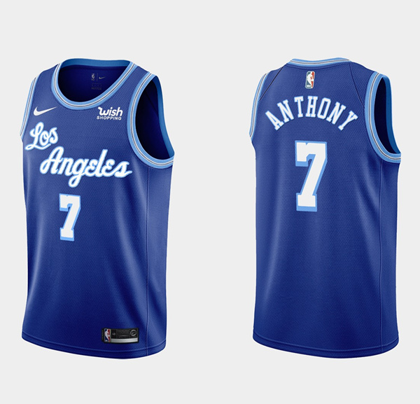 Men's Blue Classic Edition Los Angeles Lakers #7 Carmelo Anthony Stitched Basketball Jersey